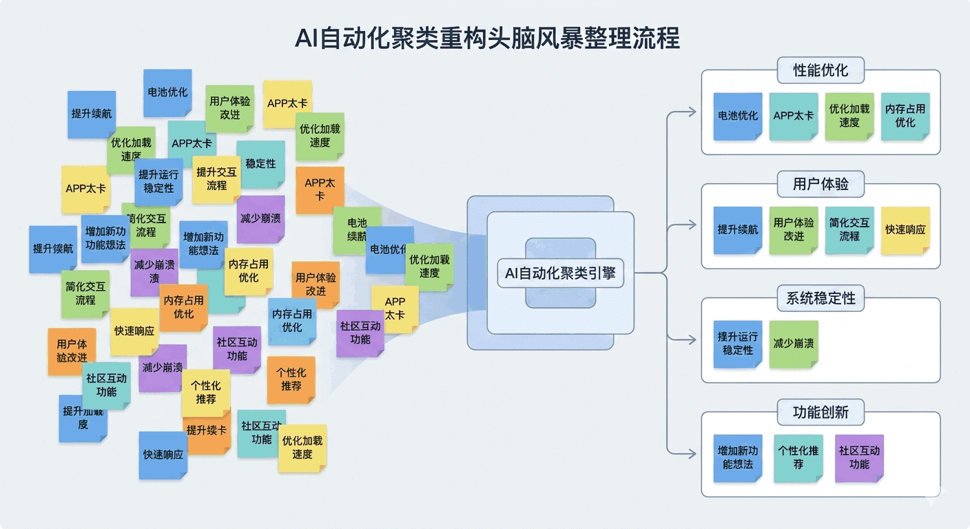 AI自动化聚类重构头脑风暴整理流程