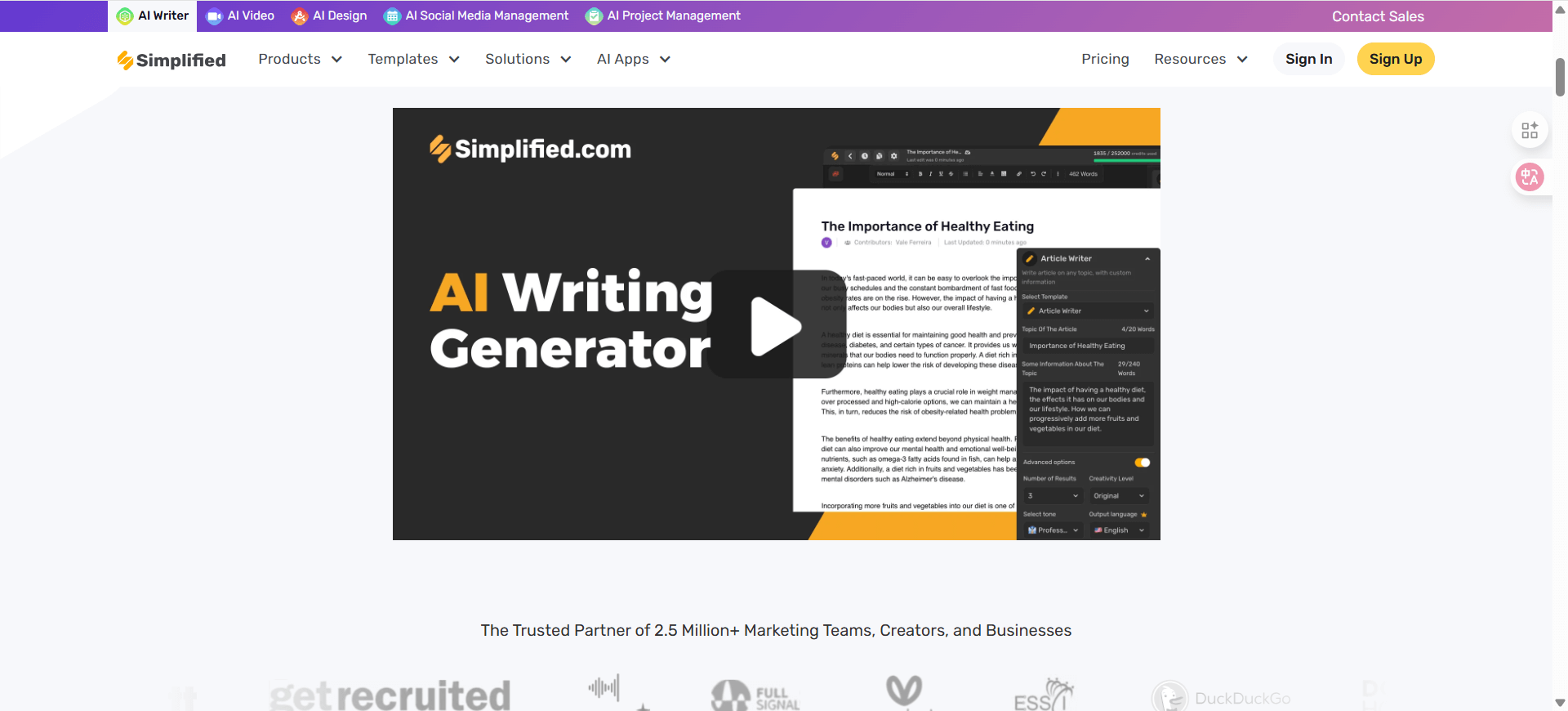 AI写作文软件Simplified AI Writer