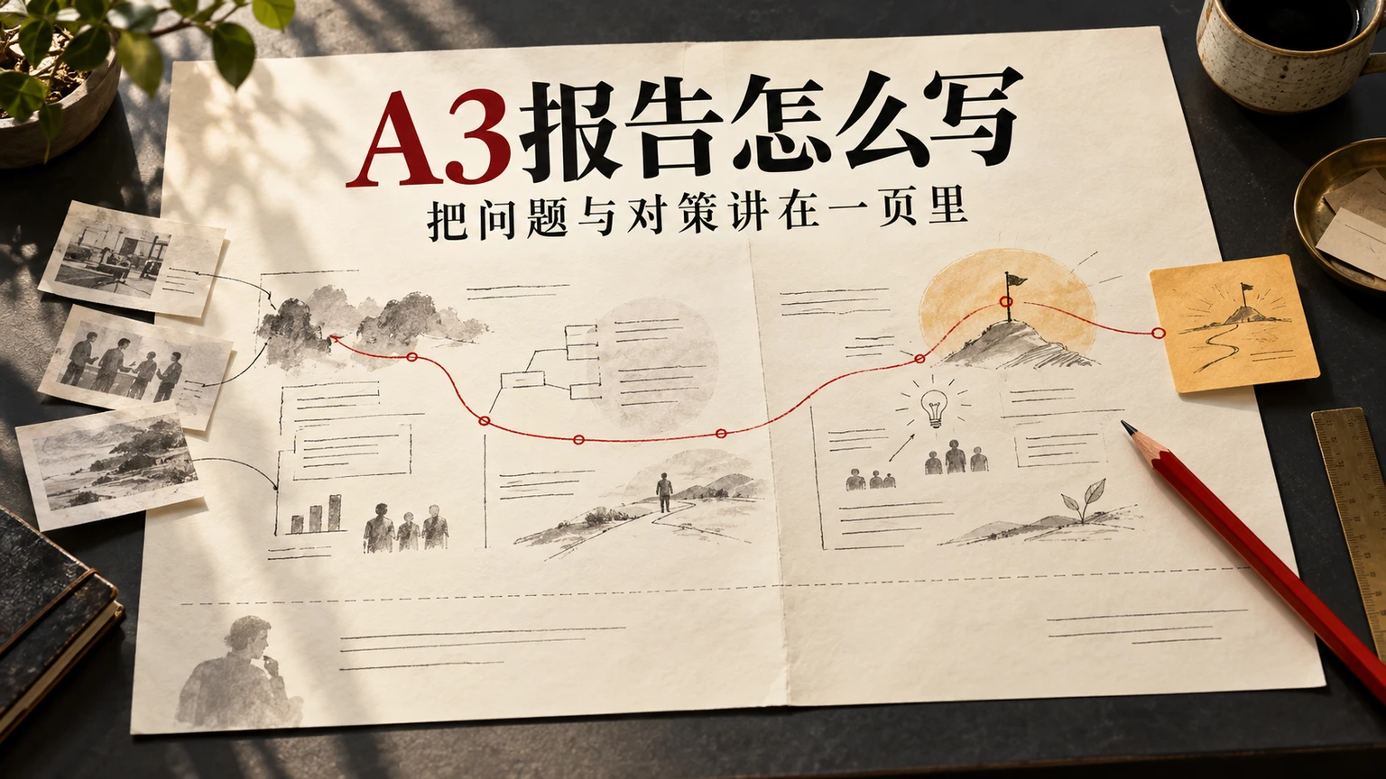 A3报告将采购申请的问题记录、原因分析与改善安排组织在一页中