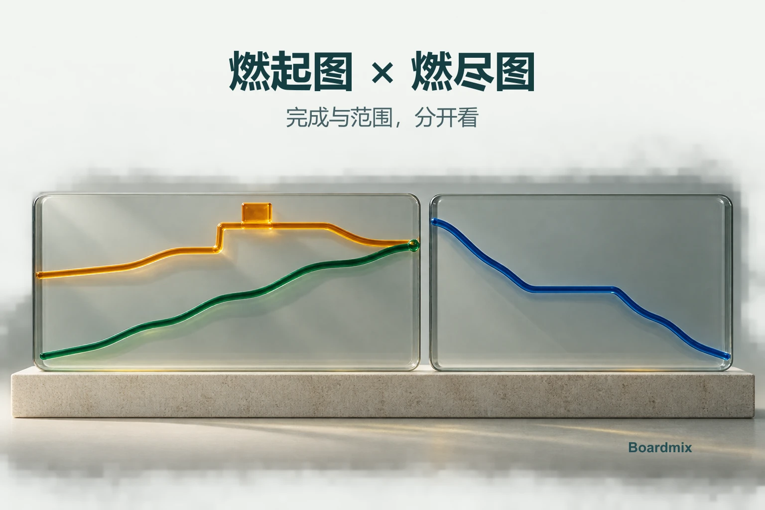 燃起图与燃尽图对照:把完成工作和范围变化分开看