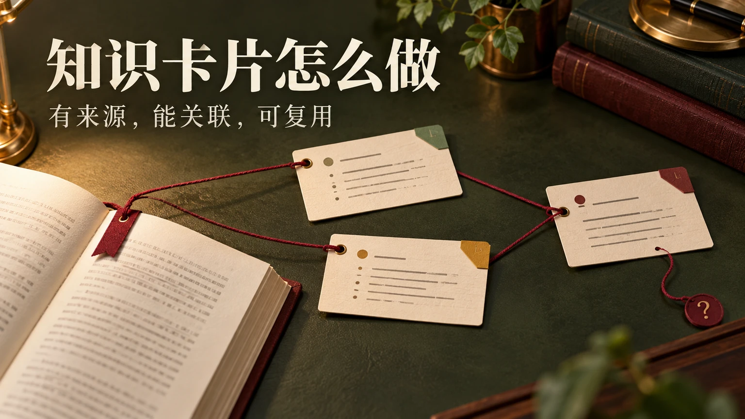 知识卡片从原始阅读材料提炼两个有来源的观点,再组成有待验证的入口建议