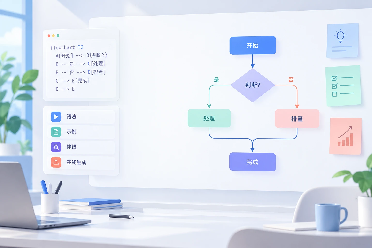 Mermaid流程图怎么画？语法、示例、排错与在线生成