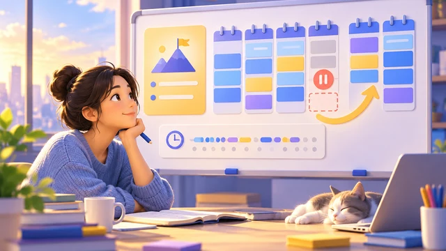 学习计划总是中断怎么办？用执行复盘图安排目标、取舍和实际用时