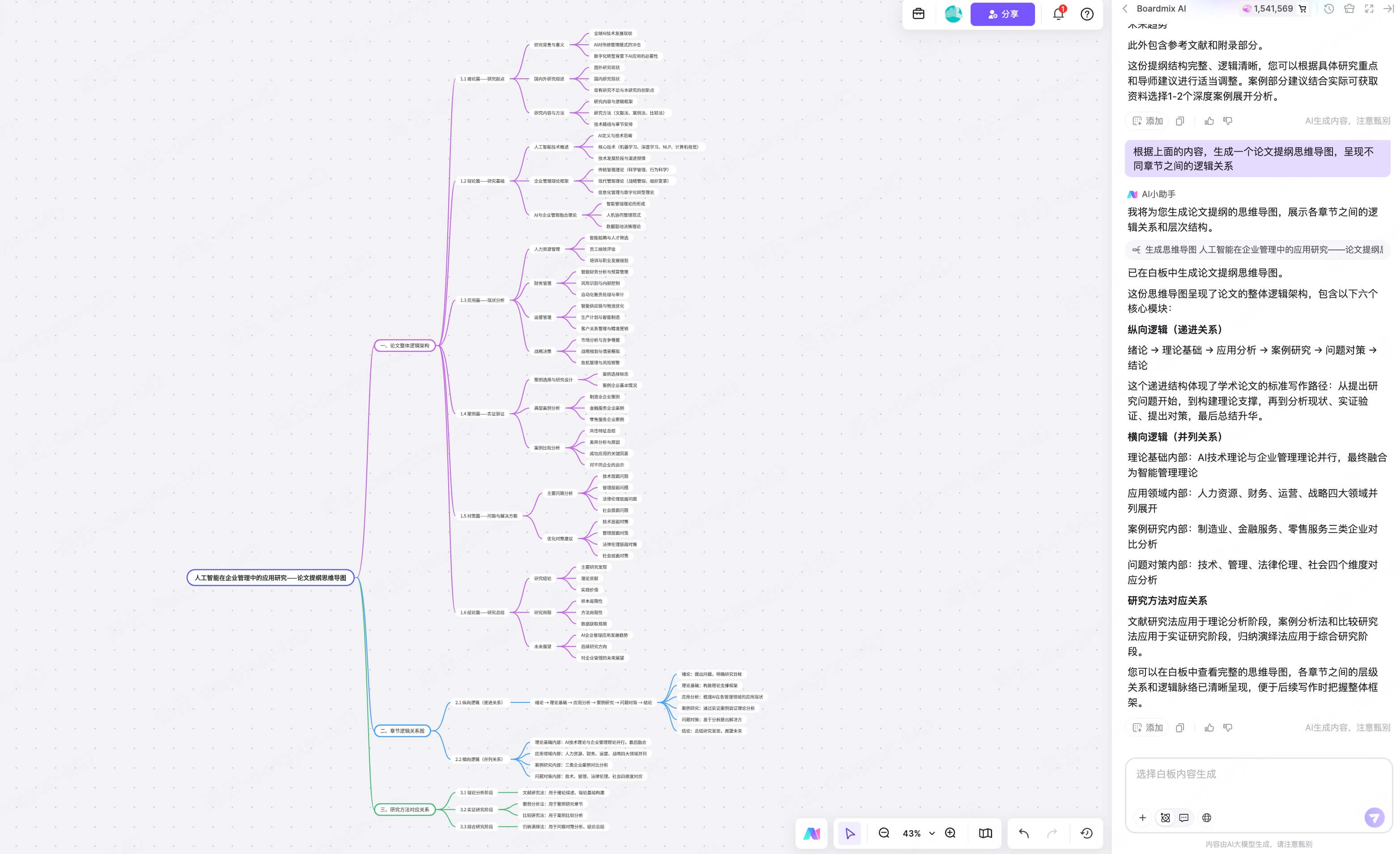 使用Boardmix AI思维导图梳理论文结构