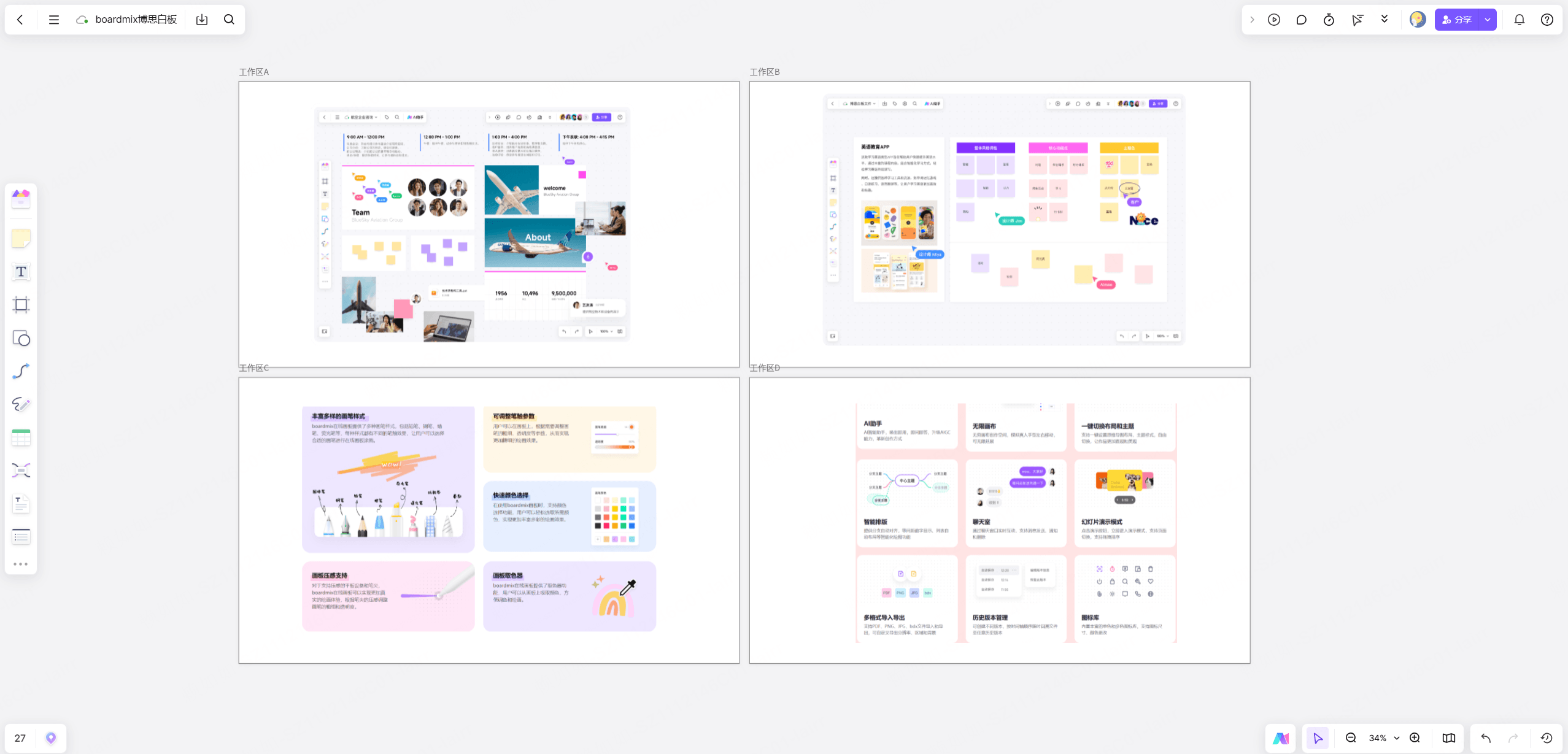 通过boardmix建立标准化的作战大屏模板