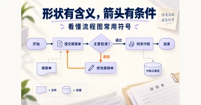 流程图符号分类图解：9组图形的含义、用法与区别