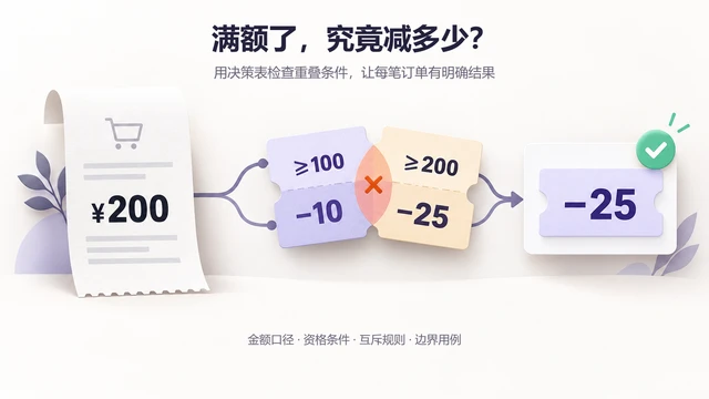 优惠券规则怎么检查？用决策表找出满减冲突与遗漏