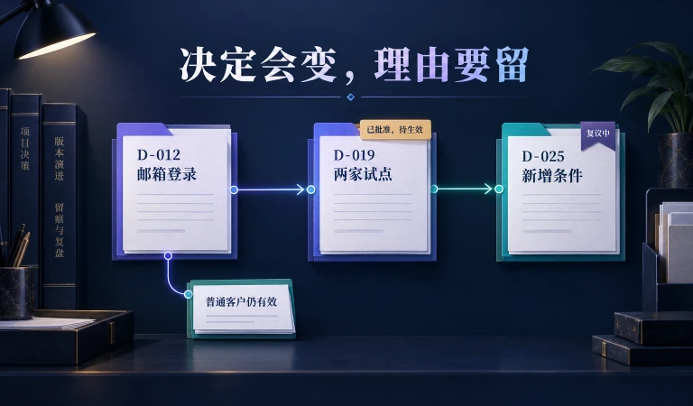 项目跨版本怎样维护决策日志？状态、复议与替代记录案例