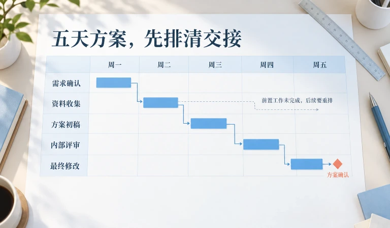 小型项目甘特图怎么画？从任务清单到五天排期