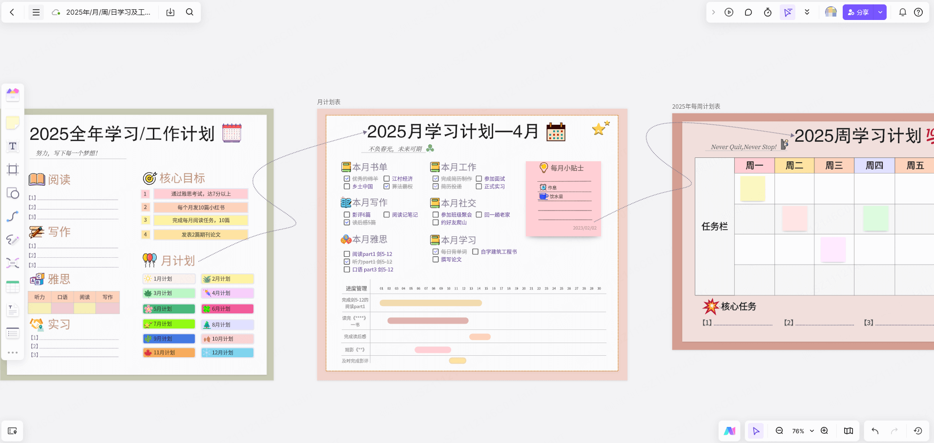 2025年/月/周/日学习及工作计划表