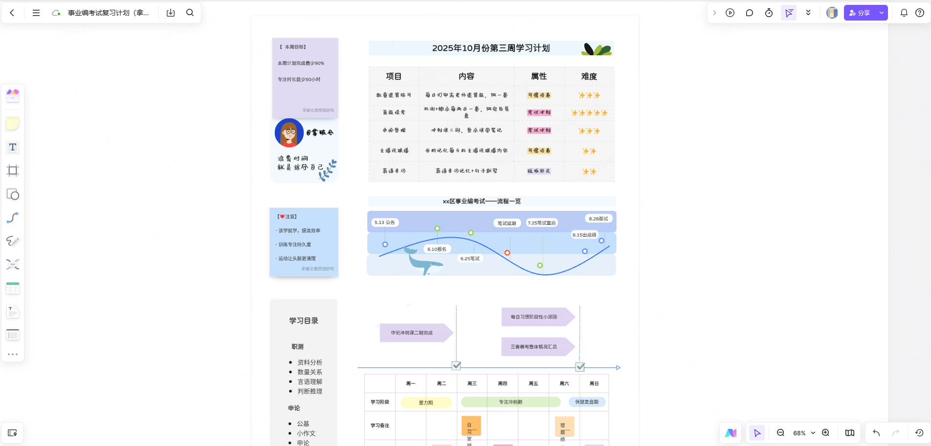 事业编考试复习计划模板
