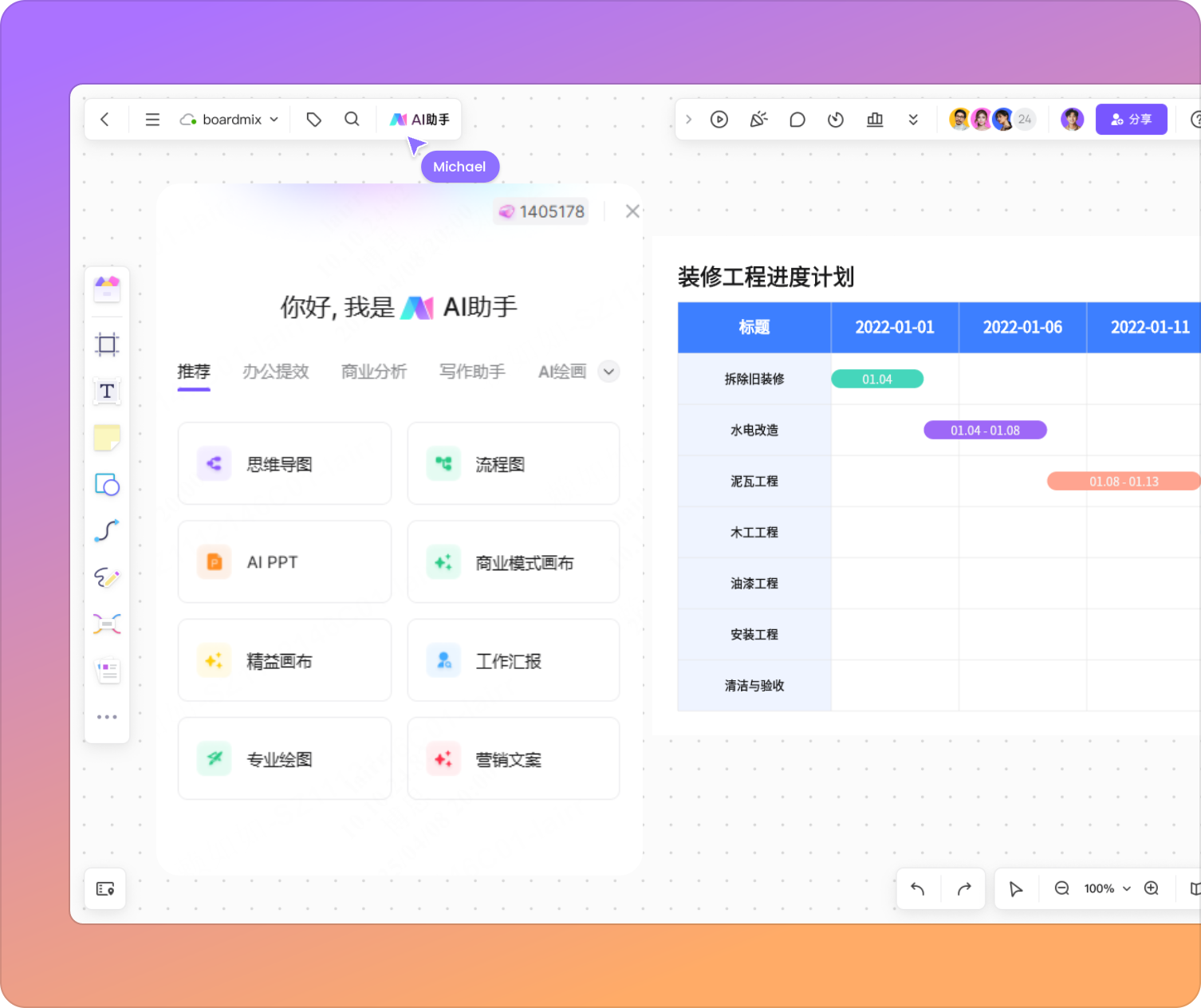 AI助力快速生成项目甘特图