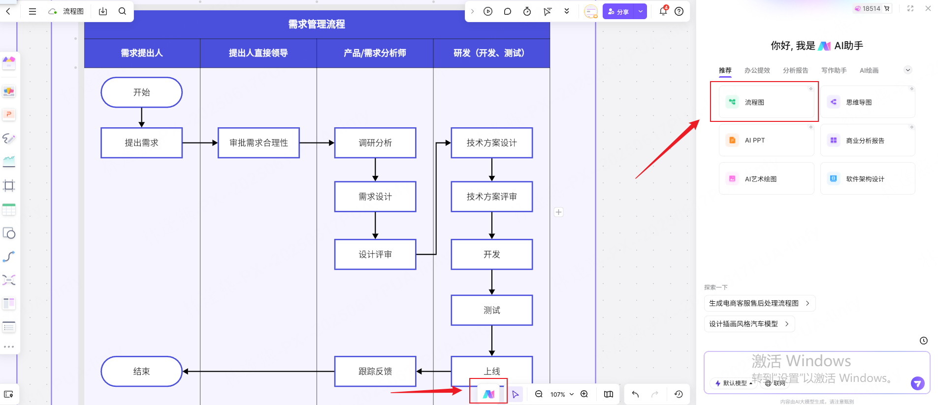 AI一键生成流程图，免费体验
