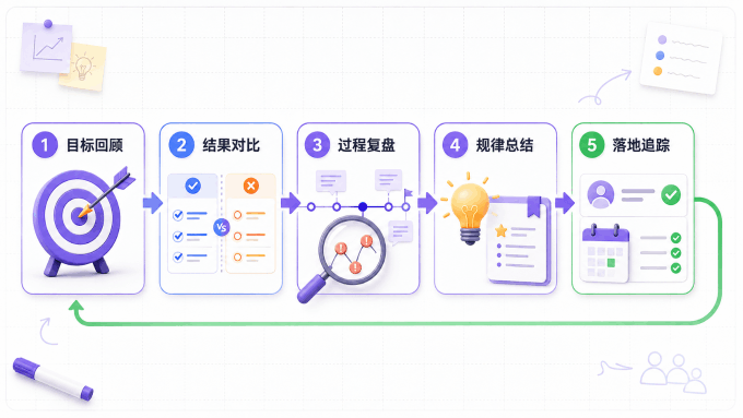 5步复盘法流程图示意