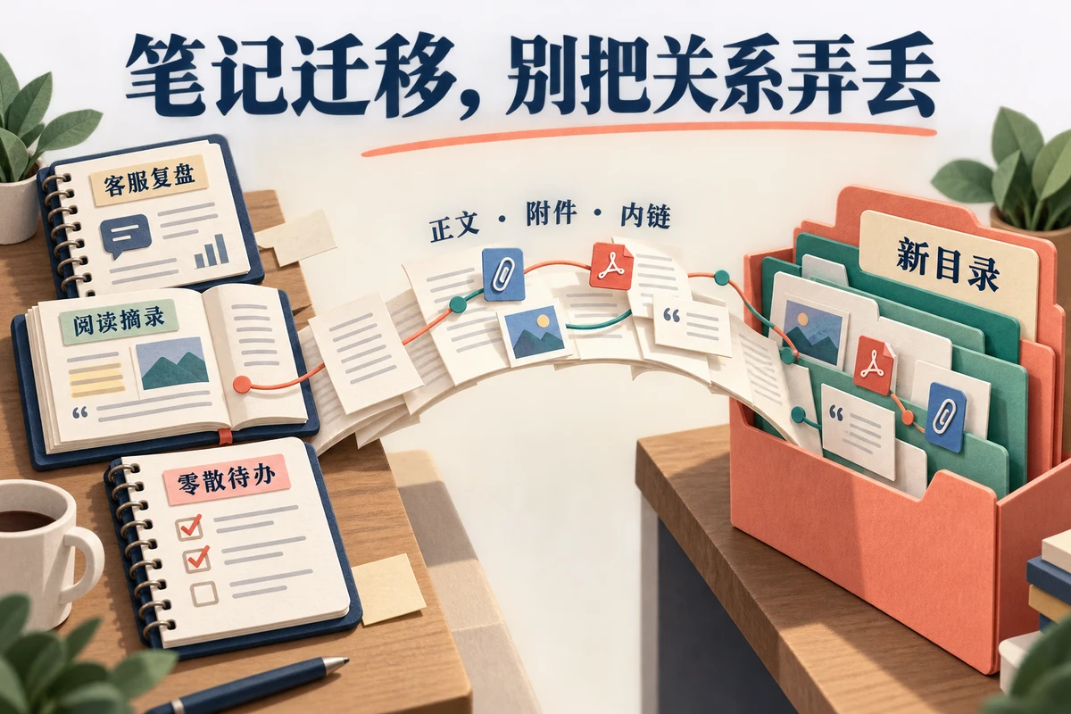 多软件笔记迁移先画目录、附件和内链的对应关系,再小批试迁并验收