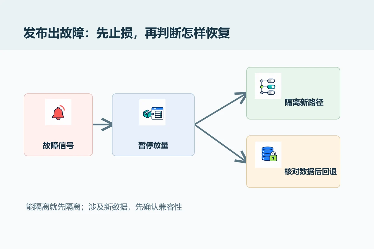 结账页发布异常从停止放量分流到功能隔离、代码回退和数据检查