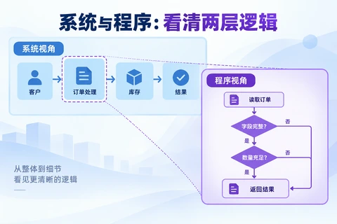系统流程图和程序流程图有什么区别？范围、节点与同题示例